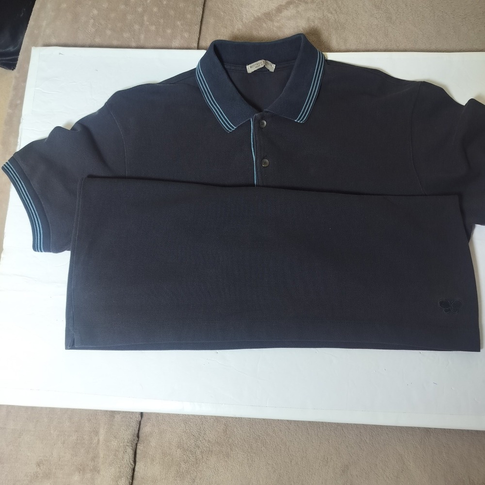 Bottega Veneta Mens Navy Blue Pique Cotton Polo Shirt Striped Trim Size 48 IT - Picture 5 of 10